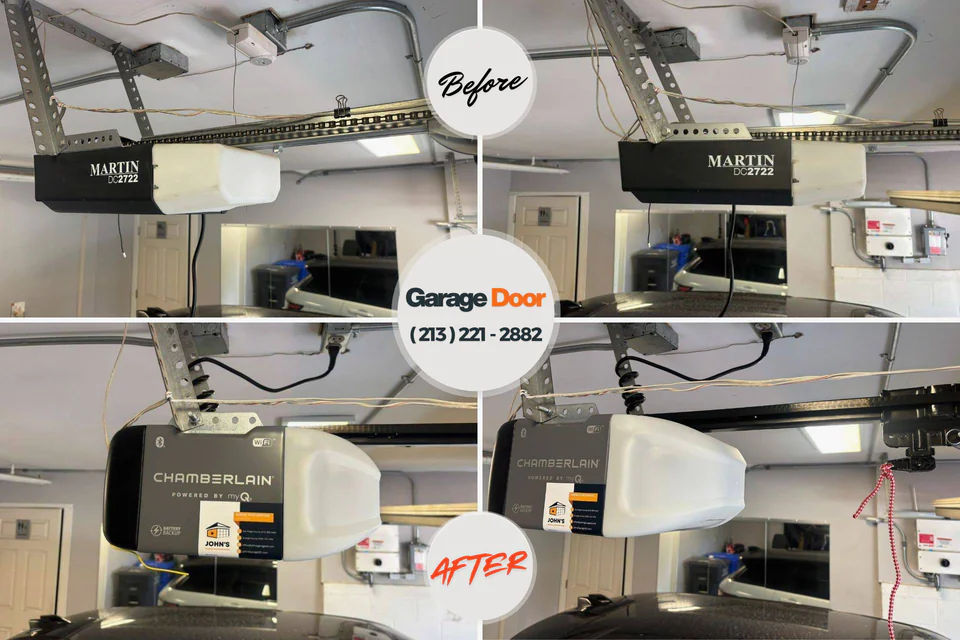 Before and after: garage door repair Brockport, NY